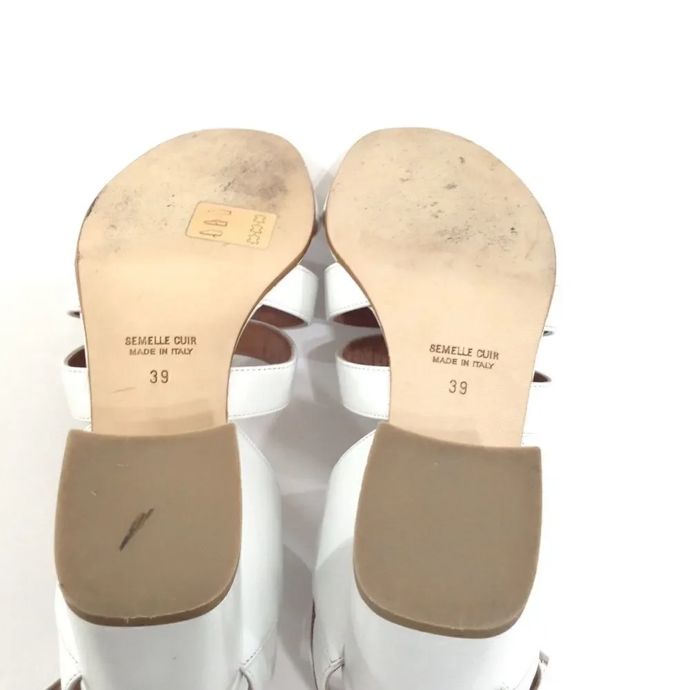 Laurence Decade Leather White Rela Block Heel Sandal 39